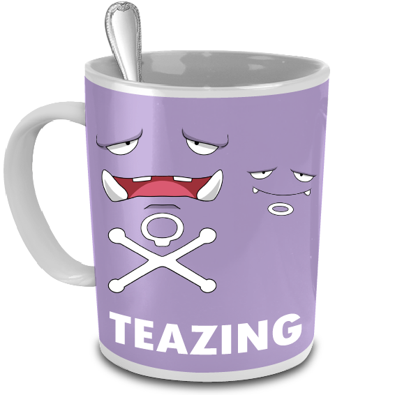 Teazing the Weazing Face Pokemon Pun Mug | Threadfox